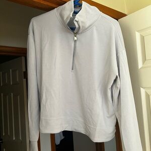 Light Gray/Pale Blue Quarter-Zip Pullover